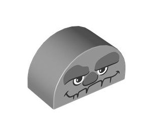 Duplo Brick 2 x 4 x 2 with Curved Top with Grumpy Face (31213 / 107836)