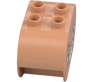 Duplo Brick 2 x 4 x 2 with Rounded Ends with Angry Face (6448 / 105435)