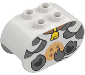 Duplo Brick 2 x 4 x 2 with Rounded Ends with Cow Body with Hands and Bell (6448 / 105358)