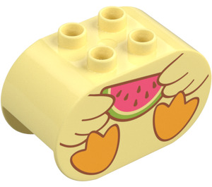 Duplo Brick 2 x 4 x 2 with Rounded Ends with Duck Body and Watermelon (6448 / 92737)