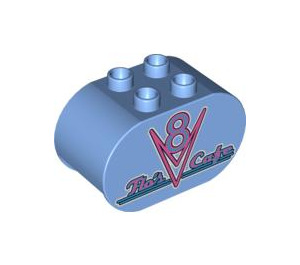 Duplo Brick 2 x 4 x 2 with Rounded Ends with 'Flo's V8 Cafe' (6448 / 89892)