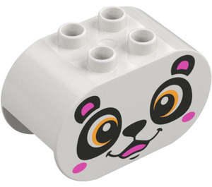 Duplo Brick 2 x 4 x 2 with Rounded Ends with Panda Head (6448 / 43507)