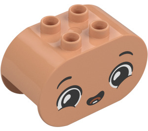 Duplo Brick 2 x 4 x 2 with Rounded Ends with Surprised Face (6448 / 105454)