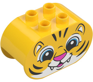 Duplo Brick 2 x 4 x 2 with Rounded Ends with Tiger face (6448 / 43505)