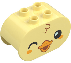 Duplo Brick 2 x 4 x 2 with Rounded Ends with Winking Duck Face (6448 / 84808)