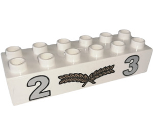 Duplo Brick 2 x 6 with Numbers 2, 3 and Center Gold Laurels (2300)