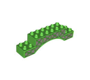 Duplo Fel groen Boog Steen 2 x 10 x 2 met Draagbalk Patroon (51704 / 60831)