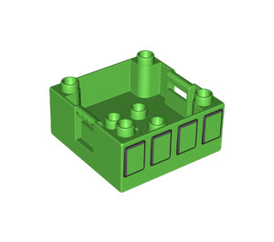 Duplo Leuchtend grün Box mit Griff 4 x 4 x 1.5 mit Vier rectangles (47423 / 52421)