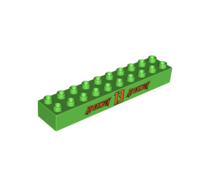 Duplo Bright Green Brick 2 x 10 with '13'  (2291 / 13832)