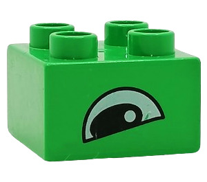 Duplo Světle zelená Kostka 2 x 2 s slanted Oko (3437 / 45160)