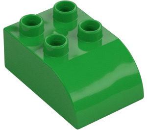 Duplo Leuchtendes Grün Stein 2 x 3 mit Gebogenes Oberteil (2302)