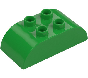 Duplo Bright Green Brick 2 x 4 with Curved Sides (98223)