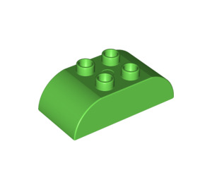 Duplo Leuchtend grün Backstein 2 x 4 mit Gebogen Sides (98223)
