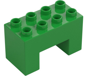 Duplo Lyse-grøn Klods 2 x 4 x 2 med 2 x 2 Skåret ud på Bund (6394)