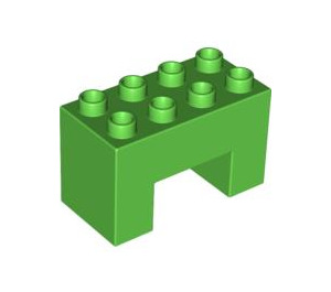Duplo Bright Green Brick 2 x 4 x 2 with 2 x 2 Cutout on Bottom (6394)