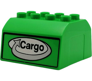 Duplo Bright Green train cab (upper section) with 'Cargo' pattern (51548 / 52420)