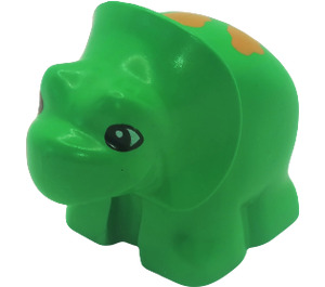 Duplo Bright Green Triceratops Baby with Orange Markings