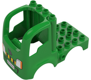 Duplo Verde brillante Truck cab 4 x 8 con Hazard Rayas (101558)