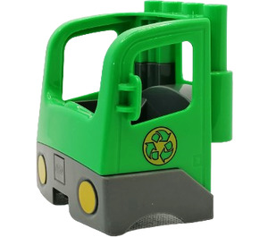 Duplo Bright Green Truck Cab with Recycling Logo (48124 / 51819)