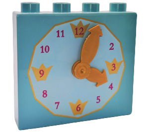 Duplo Leuchtendes Hellblau Stein 1 x 4 x 3 mit Clockface (64568 / 73013)