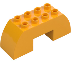 Duplo Lysorange Hvælving Klods 2 x 6 x 2 buet (11197)