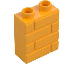 Duplo Leuchtendes helles Orange Stein 1 x 2 x 2 mit Stein Mauer Muster (25550)