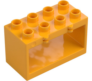 Duplo Bright Light Orange Frame 2 x 4 x 2 with Hinge without Holes in Base (18806)