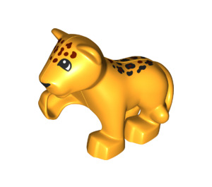 Duplo Bright Light Orange Leopard Cub with Raised Paw and Markings on Head and Back (81411)