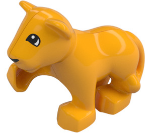 Duplo Bright Light Orange Lion Cub with Raised Paw (12046 / 54528)