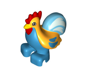 Duplo Naranja claro brillante Rooster con Azul (73391)