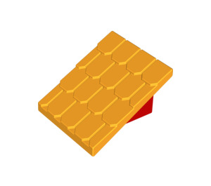 Duplo Bright Light Orange Shingled Roof with Red Base 2 x 4 x 2 (4860 / 73566)
