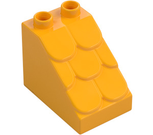 Duplo Bright Light Orange Slope 2 x 3 x 2 with Roof Tiles (15580)