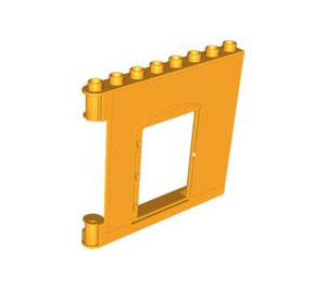 Duplo Bright Light Orange Wall 1 x 8 x 6 with Door (Right) (51261)