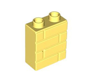 Duplo Bright Light Yellow Brick 1 x 2 x 2 with Brick Wall Pattern (25550)