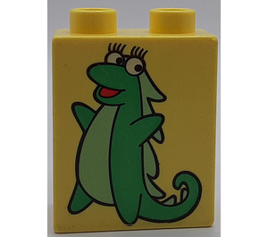 Duplo Bright Light Yellow Brick 1 x 2 x 2 with Issa the Dragon without Bottom Tube (4066 / 49455)