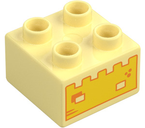 Duplo Jaune Clair Brillant Brique 2 x 2 avec Sand Château (3437)