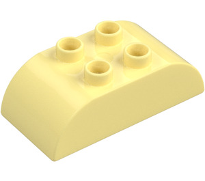 Duplo Bright Light Yellow Brick 2 x 4 with Curved Sides (98223)