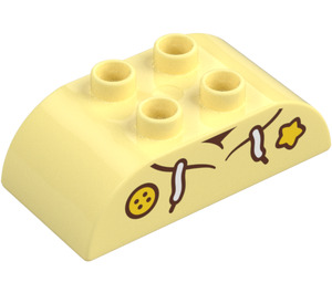 Duplo Bright Light Yellow Brick 2 x 4 with Curved Sides with Hoodie with Star (98223 / 105442)