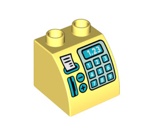 Duplo Giallo chiaro brillante Pendenza 45° 2 x 2 x 1.5 con Curvo Lato con Cash Register Decorazione (11170 / 67269)