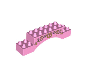 Duplo Bright Pink Arch Brick 2 x 10 x 2 with Golden Leaves and Vines, with Shield and 'C' Pattern (10119 / 51704)