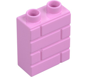 Duplo Bright Pink Brick 1 x 2 x 2 with Brick Wall Pattern (25550)