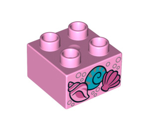 Duplo Bright Pink Brick 2 x 2 with Sea Shells (3437 / 12664)