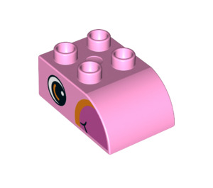 Duplo Bright Pink Brick 2 x 3 with Curved Top with Flamingo head (2302 / 29755)