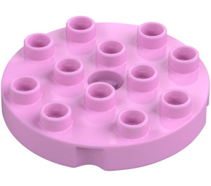 Duplo Leuchtendes Rosa Rund Platte 4 x 4 mit Loch und Verriegelt Grate (98222)