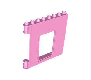 Duplo Leuchtendes Rosa Mauer 1 x 8 x 6 mit Tür (Rechts) (51261)