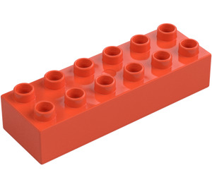 Duplo Světle načervenalá oranžová Kostka 2 x 6 (2300)