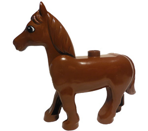 Duplo Brown Horse with Movable Head with Eye with Small Pupil (75725)