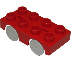 Duplo Car Base 2 x 4 with Light Gray Wheels