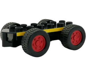 Duplo Car Base 2 x 6 with Yellow Stripe (57053)