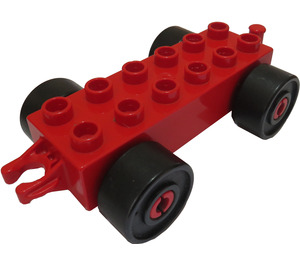 Duplo Samochód Podwozie 2 x 6 z Czarny Koła (otwarty zaczep) (2312 / 74656)